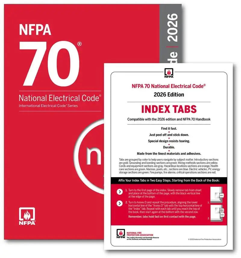 NFPA 70 National Electrical Code NEC 2026 Edition Paperback + Index Tabs