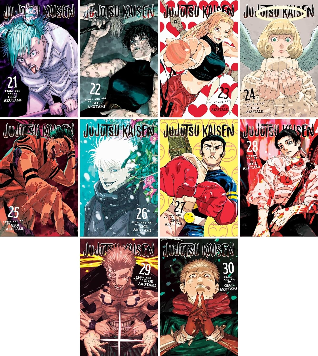 Jujutsu Kaisen Manga Series Vol. 21-30, 10 Books Collection Set by Gege Akutami