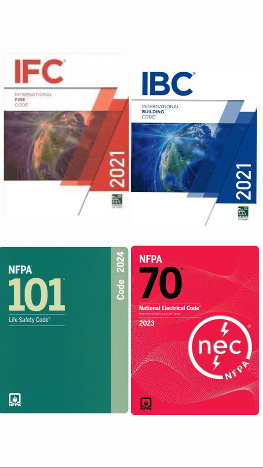 🏗️ Building & Fire Code Essentials Bundle || IBC 2021, IFC 2021, NEC 2023, NFPA 101 2024 – Full Code Compliance Set