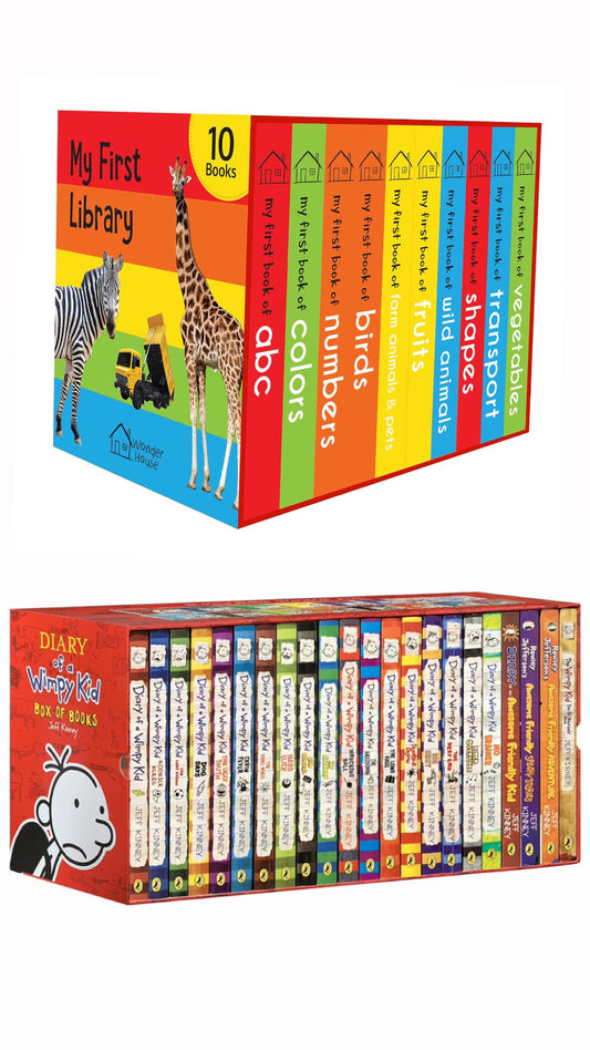 Diary of a Wimpy Kid 1-22 Boxed Set for Kids with  My First Library: Boxset of 10