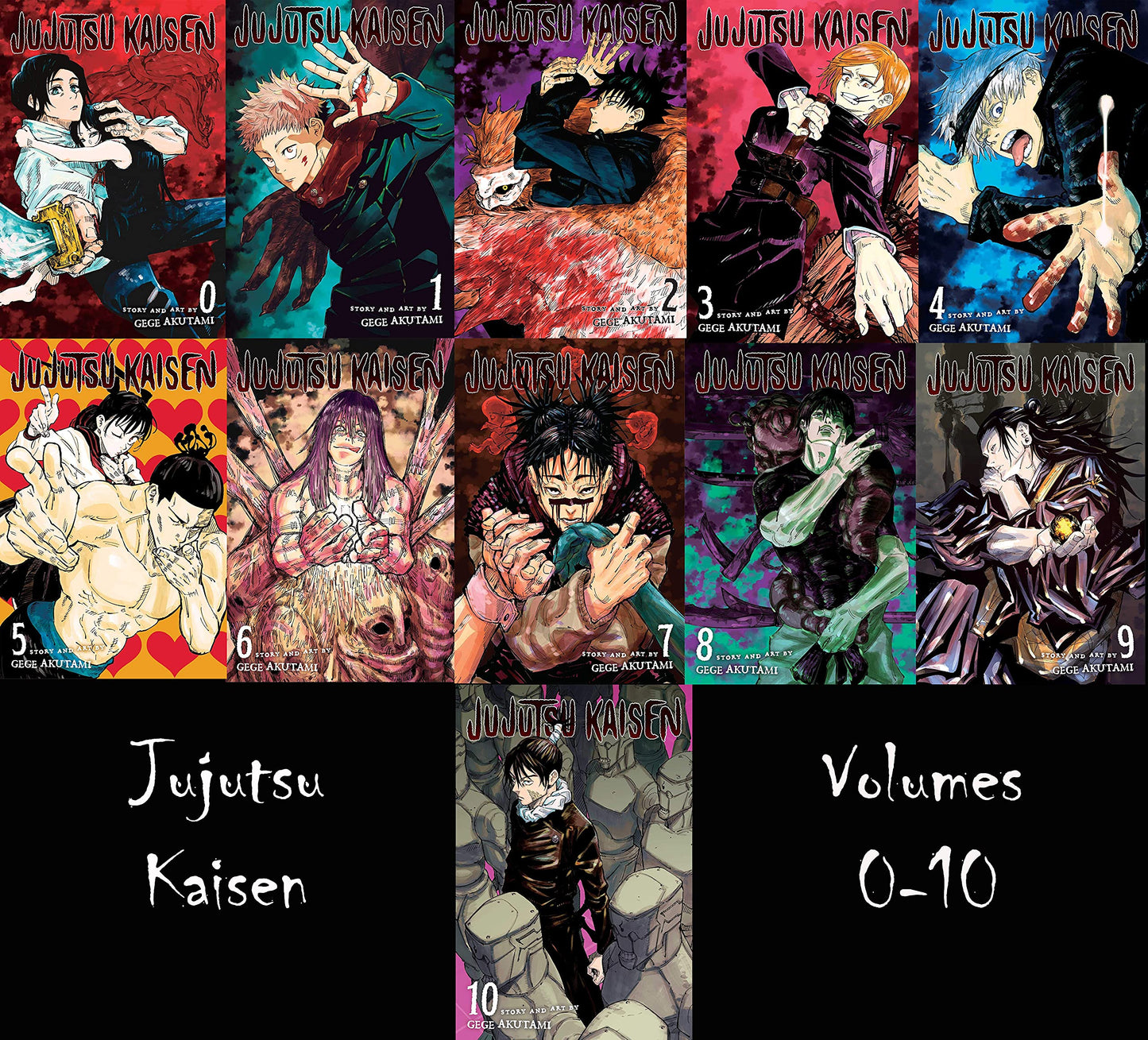 Jujutsu Kaisen by Gege Akutami: Volume 1-10 Collection 10 Books Manga Set - Ages 13-17 - Paperback