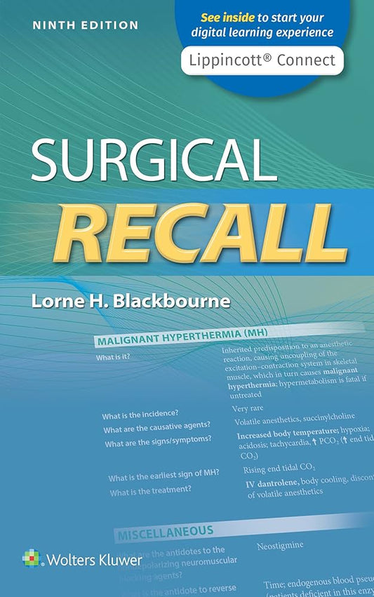 Surgical Recall (Lippincott Connect) Ninth, North American Edition ISBN: 9781975152949